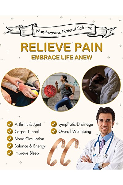 FERCIO Feraco Copper Magnetic Bracelet for Men & Women, 99.99% Pure Copper Cuff with Neodymium Magnets