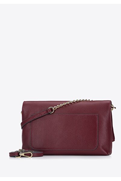 Wittchen Women's leather messenger bag with strap, burgundy, burgundy, leather