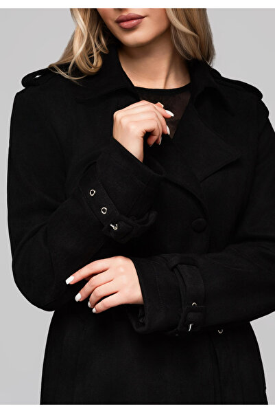 OMBRE Elegantní dámský trenčkot LARICA OW-COLC-0107 v1 - černý