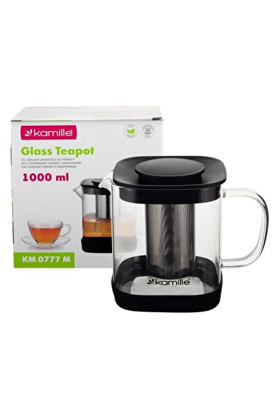 Kamille Ceainic minimalist de 1000 ml cu infuzor – fabricat din sticlă borosilicată