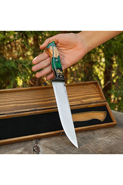 kösemehmet Kelle Bıçağı - N690 Çeliği - Ay Yıldız İşlemeli - Özel Ahşap Kutulu