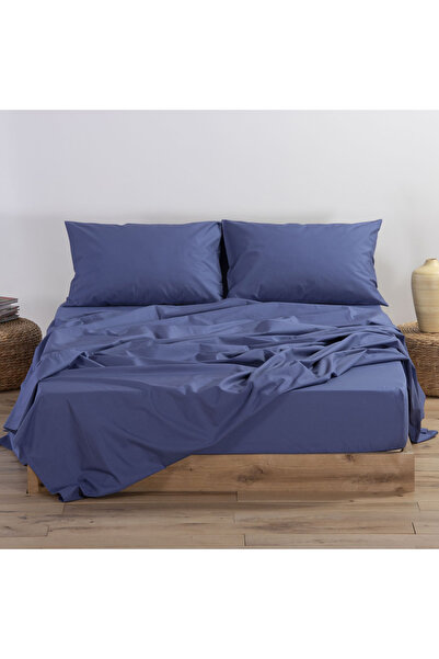 Nef Nef Homeware Queen Size cotton bedsheet Nef-Nef Basic 240x270 cm Indigo