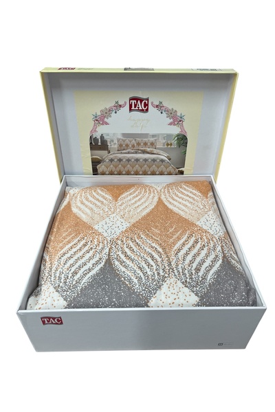 Taç Flanel Hardal Begona Çift Kişilik Nevresim Takımı Çarşafı Lastikli