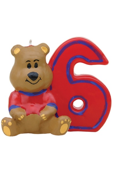 Mueller kerzen teddy bear birthday candle number 6