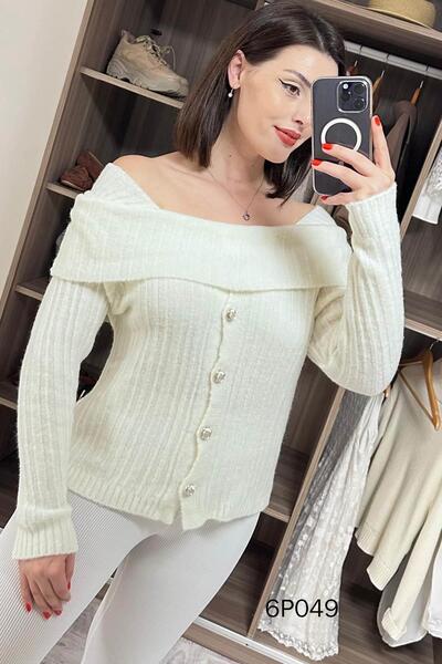 İnce Topuk Prive Seri Madonna Collar Knitwear Cardigan 6P049
