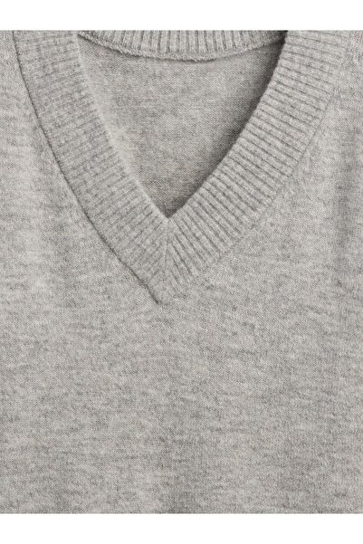 GAP Kadın Gri Oversized V Yaka Kazak