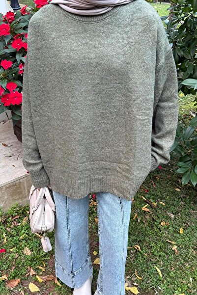 lamelif Πουλόβερ με χαλαρή υφή χακί