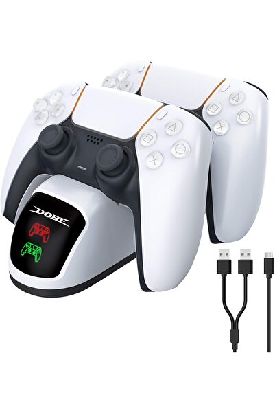 DOBE FOMIS ELECTRONICS BEJOY PS5 Dual Controller Charging Station with LED Indicator, White