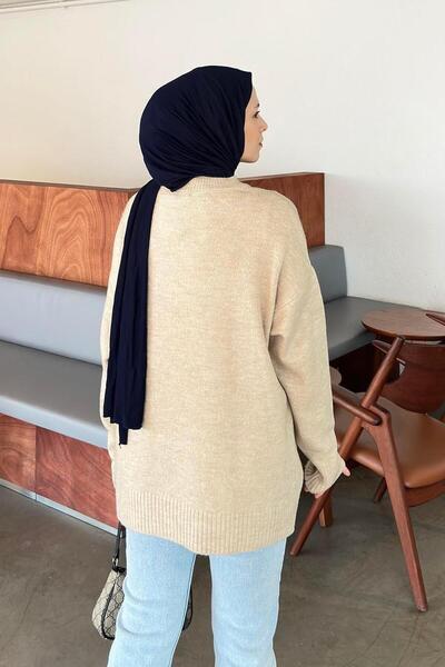 lamelif Pulover casual texturat bej