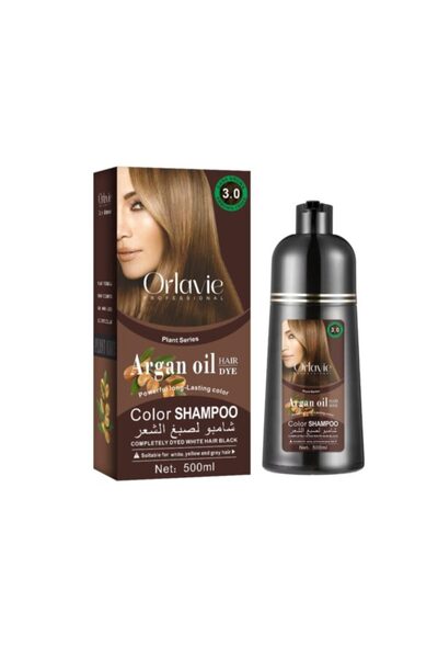 DOS LUNAS Cosmetics شامبو أورلافي لتلوين الشعر بزيت الأرغان بني غامق خالي من الأمونيا 500 مل