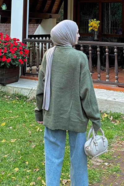 lamelif Πουλόβερ με χαλαρή υφή χακί