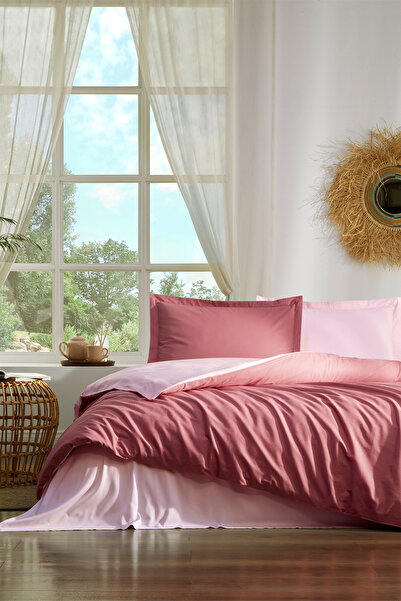 Özdilek Kolorista Bračni Set posteljine Tamni koralj-Svetli koralj