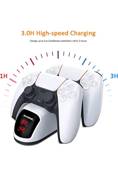 DOBE FOMIS ELECTRONICS BEJOY PS5 Dual Controller Charging Station with LED Indicator, White
