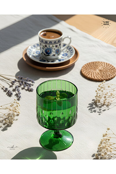 AKDEN STORE El İşçiliği Kesme Dekor Kahve Yanı Bardağı, Tatlı Cup Bardağı