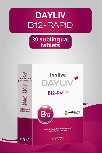 DAYLIV فيتامين B12 سريع المفعول 1000 ميكروغرام بنكهة الكرز 30 قرص تحت الجلد ح...