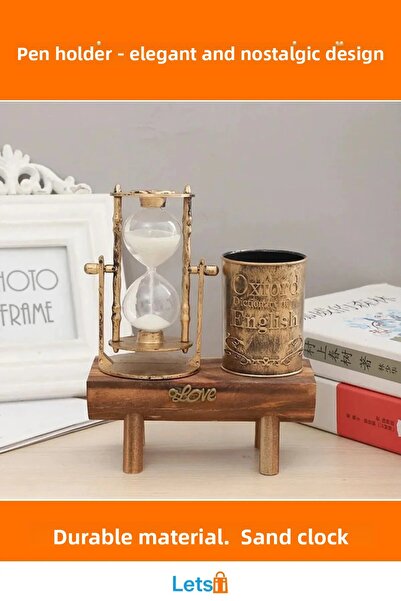 Letsii حامل أقلام على شكل ساعة رملية أنيق، إكسسوار مكتبي وديكور منزلي