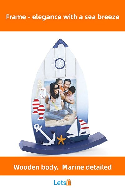 Letsii إطار خشبي بتصميم بحري بطابع حنين قديم قطعة واحدة