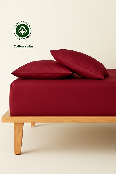 sutra 100% Cotton Satin Solid Color Double Fitted Sheet Set