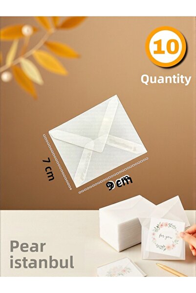 Pera İstanbul 10 bucăți 7x9 plic transparent transparent pentru invitații, felicitare de lux, carte de felicitare, sigiliu pentru scrisori, portofel