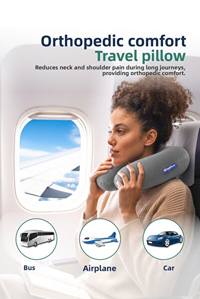 ORPEDOX وسادة سفر طبية لدعم الرقبة مصنوعة من الفيسكو - رمادية اللون