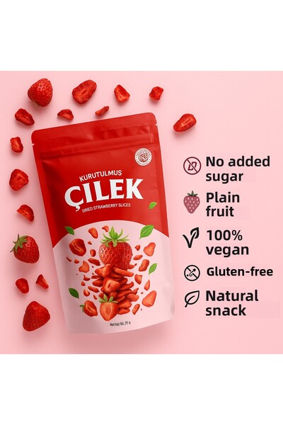 ASELYA شرائح الفراولة الطبيعية المجففة - بدون إضافات، خالية من السكر، 100% فو...