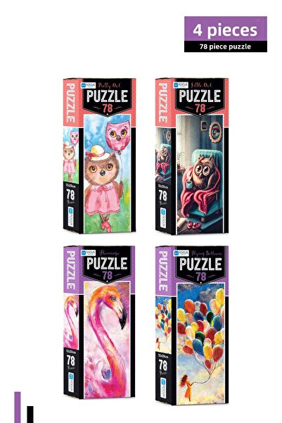 Blue Focus Games 4 قطع لغز مكونة من 78 قطعة - طائر الفلامنجو والبالونات الطائ...