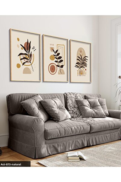 Evinemoda Leaves 3 Piece Wooden Framed Painting