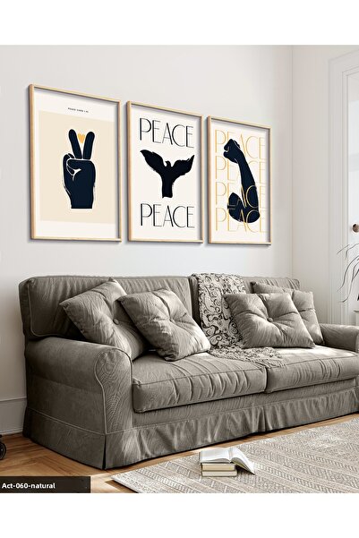 Evinemoda Εικόνα ήρεμος, ειρήνη, 3 τεμάχια, με ξύλινο πλαίσιο