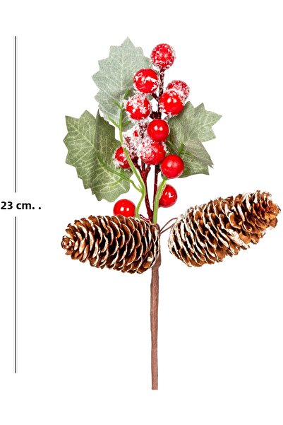Herdekora Christmas Ornament, Pike Berry, Red-Green - Double Cone, 23 cm