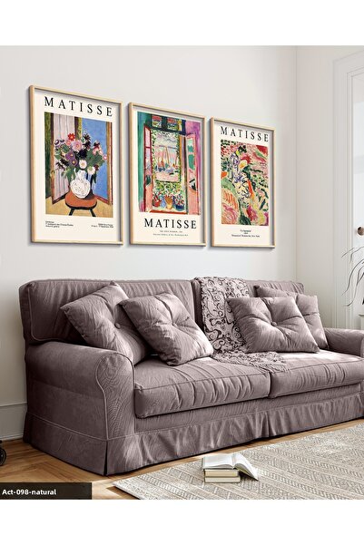 Evinemoda Matisse Art 3 Piece Wooden Framed Painting