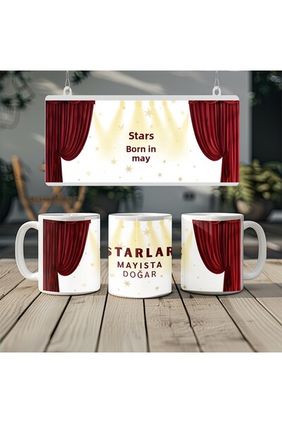 Beramussa Stars Are Born in May Stage Curtain and Light-Up Trophy Cup - Birth...