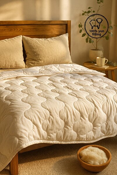 Elyaf Sepeti صوف خروف ميرينو مزدوج - نقي 100%، 195x215 سم، 3000 جرام