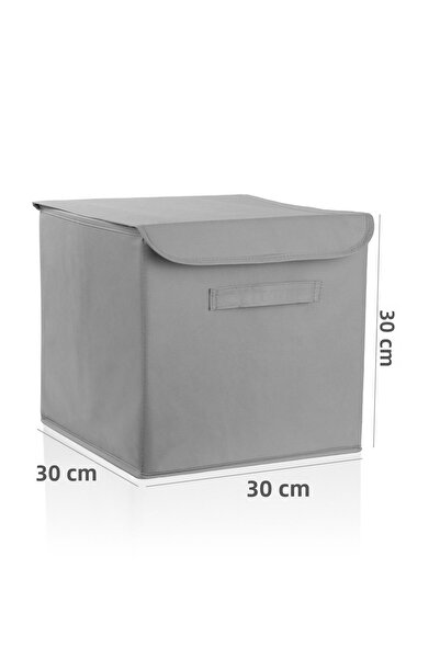 HomyJRs Gray Fabric Covered Storage Box Storage Organizer 30X30X30