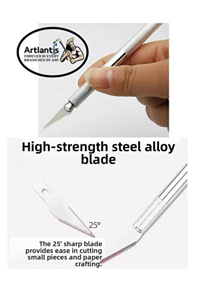 Art & Art Steel Ruler 30cm & Kretuar Knife with 5 Spare Blades 1Pcs Stainless Steel Metal Ruler 30 Centimetres