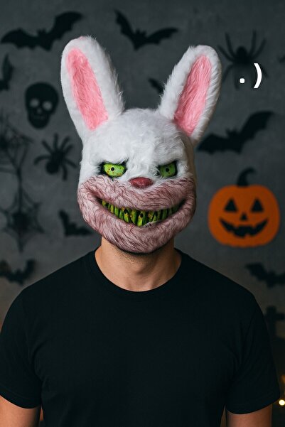 TOYFEST Halloween Halloween Scary Rabbit Mask Adult Plush Gear Horror Costume Accessory