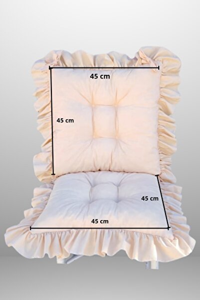 MoMMe Backed Fringed Chair Cushion 45X45 cm Beige Color