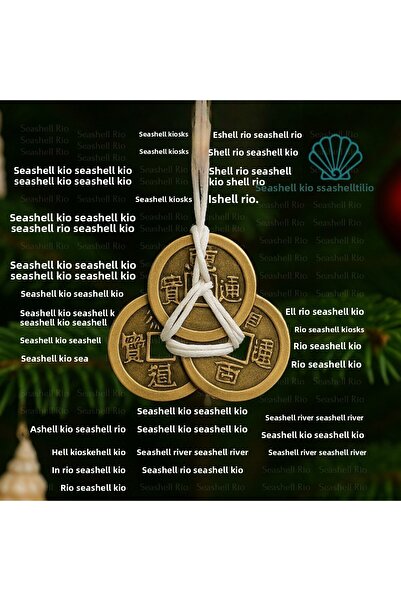 Seashell Rio عملة الحظ في فنغ شوي - مجموعة من 3 تمائم بيضاء بخيط |   2.4 سم |   1 قطعة |   قطعة ديكور مصنوعة يدويًا