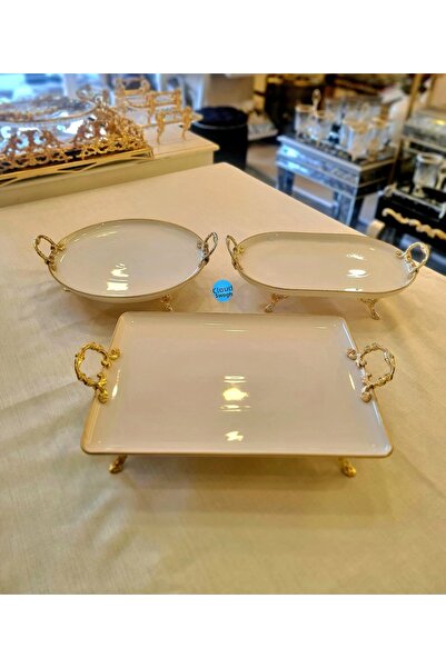 BULUTHOMEAKSESUAR 3 Piece Porcelain Presentation Set Gold