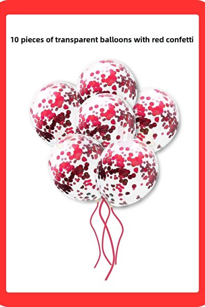 FESTİLO 10 Pieces of Transparent Balloon with Sequins and Confetti 12 Inch Pa...