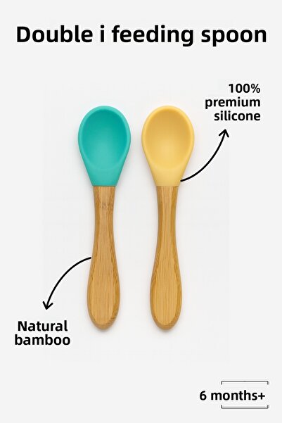 Nami Baby Organic مجموعة ملاعق طعام مزدوجة من السيليكون |   ملعقة تغذية للأطف...