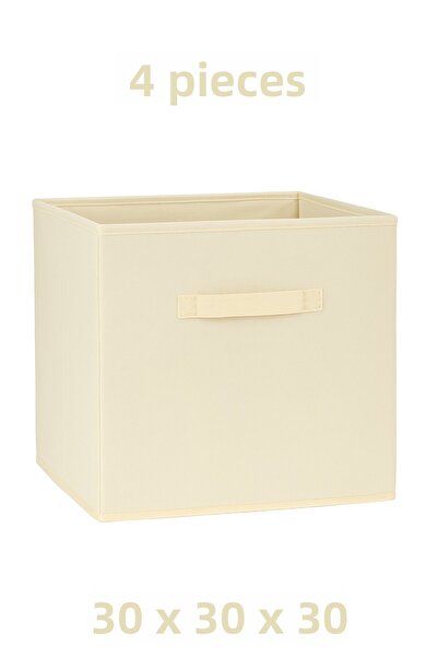 HomyJRs 4-Piece Cream Fabric Closet Organizer Box - 30X30X30 cm Foldable Multi-Purpose Storage Box