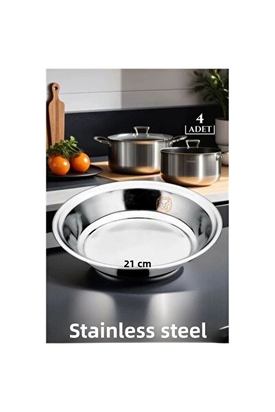 shopwave 21 cm 4-Piece Plate Set Stainless Steel B. Caprio Design