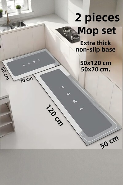 Manosta 2-компонентен комплект водоабсорбиращи противоплъзгащи килимчета за баня и кухня Килимче за кухненски плот 50x120 cm 50x70 cm