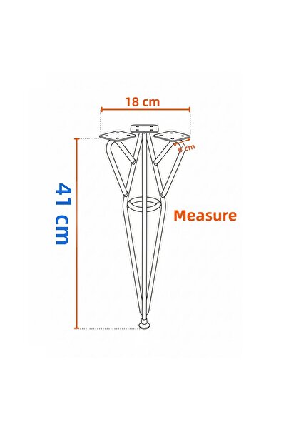 Badem10 Rüzgar 4Pcs Black 41cm Metal Coffee Table Table Leg Durable Furniture Center Zigon Support Riser Foot