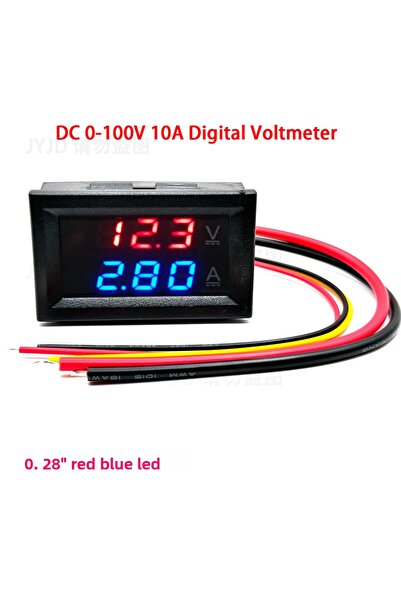 Choice 10A-أحمر-أزرق DC 0-100V 10A الفولتميتر الرقمي مقياس التيار الكهربائي ك...