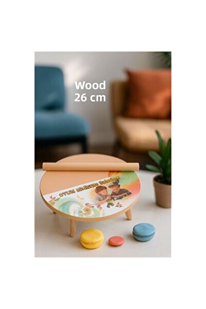 Skygo طاولة لف العجين الخشبية للأطفال مقاس 26 سم مع لوحة لعب العجين الصغيرة