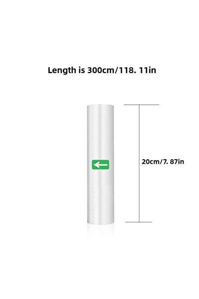 Choice 20 سم 1 لفة 1 لفة 300 سم أكياس مفرغة من الهواء للطعام، أكياس حفظ الطعام، لفات التعبئة المفرغة من الهواء للاستخدام المنزلي