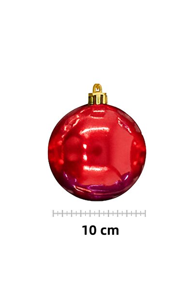 Waldern 6 Pieces 10 cm Shiny Christmas Tree Ornament Cute Ball Red