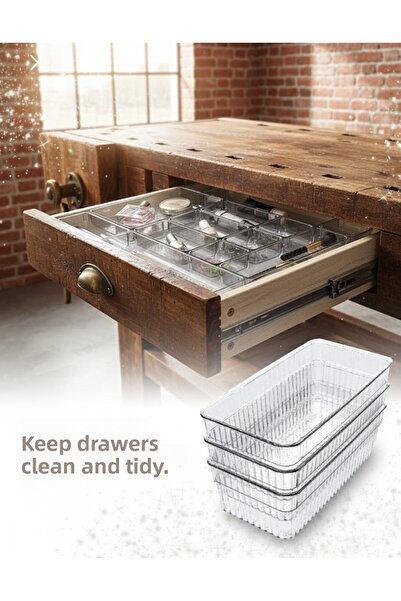 Buclee 24-Piece Modular Clear Drawer Organizer Set |   Makeup, Hobby, Office, Kitchen Organizer Box