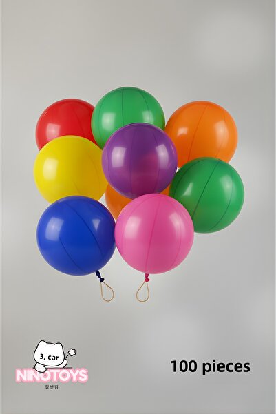 NinoToys بالونات متعددة الألوان بدون نمط مع خيط 100 قطعة